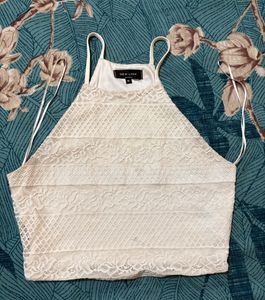 New Look Cream Lace Crop Top