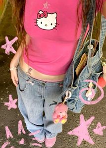 Y2k Hello Kitty Dodgers Crop Top