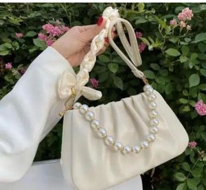 Chic Ruched Clutch with Pearl Handle