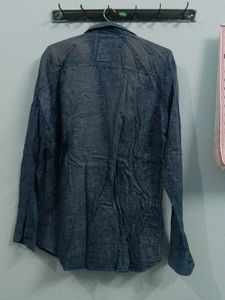 Men's Blue Patterned Button-Up Shirt
