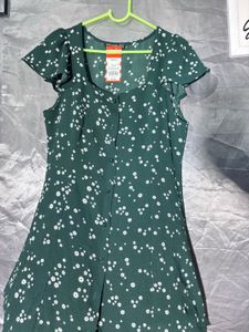 Cute Green Floral Print Dress