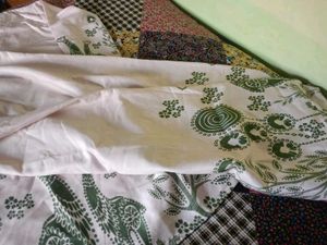 White Kurta with Green Print