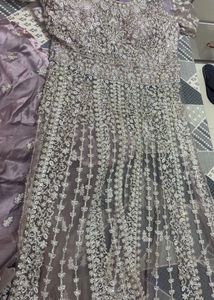 Lilac Embroidered indowestern dress