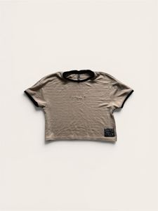 Cropped T-Shirt with Black Trim