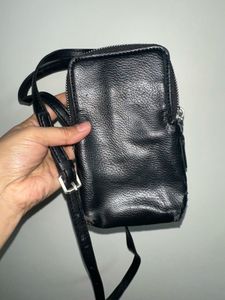 ZARA Mini Chic Black Leather Crossbody Bag