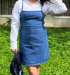 Blue Denim Square Neck Mini Dress