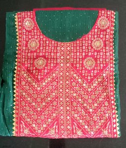 Green &amp; Pink Dress Material