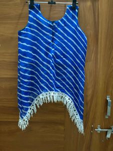 Stunning Blue Leheriya kurti navratri special