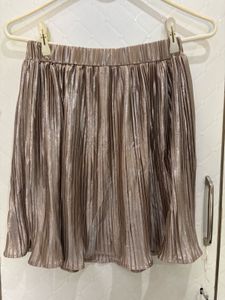 Dazzling Metallic H&M Pleated Mini Skirt