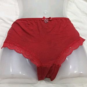 ⭐ Red Lace Trim Briefs with Heart Detail