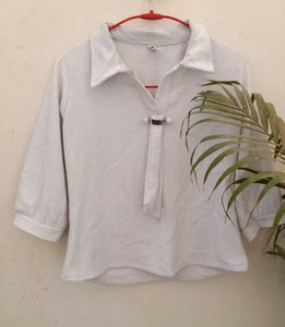 Elegant Collared Button-Up Top