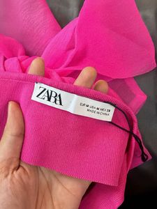 Hot Pink Crop Top with Scarf Detail