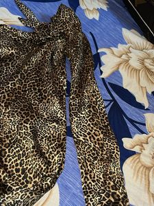 Leopard Print Tie-Back Satin kurti