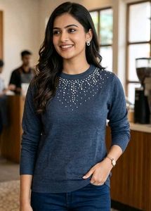 Sparkling Blue Knit Sweater