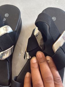 Stylish Black &amp; Silver Sandals