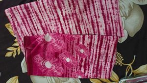 Pink Tie-Dye Print Dress Material