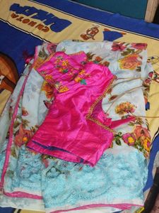 Elegant Floral Saree with Embellished Blouse