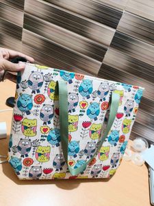 Cute Owl Print Tote Bag