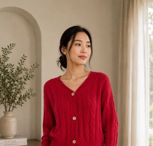 Red Knit Cardigan