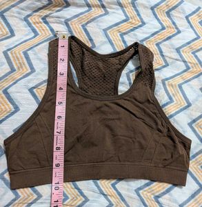 Ribbed Brown Sports Bra