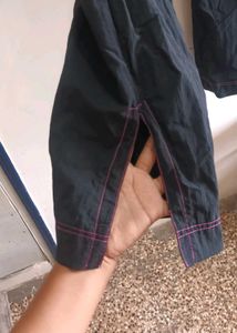 Stylish Black Pants with Pink Stitching