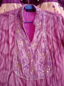Short Kurti , Lilac Color , All Over Work, Pretty