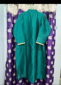 Green Embroidered Teal Kurta Set