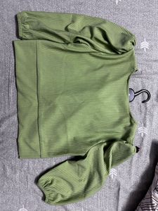 Ribbed V-Neck Tie Top
