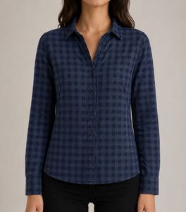 Blue Checkered Button-Up Shirt
