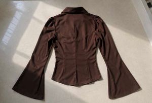 Chic Brown Flared Sleeve Blouse