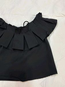 Chic Black Off-Shoulder Ruffle Top