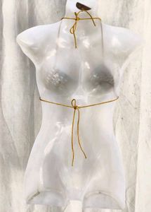Beaded Chain Halter Bra Top