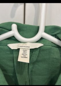 H&amp;M Green Linen-Blend Oversized Shirt