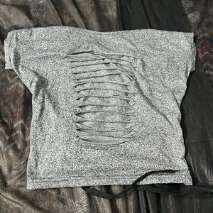 Stylish Grey Lace-Up T-Shirt