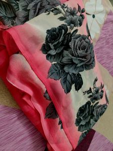 Beautiful Pink Floral Saree