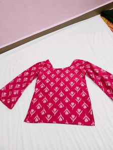 Pink Floral Print Kurta