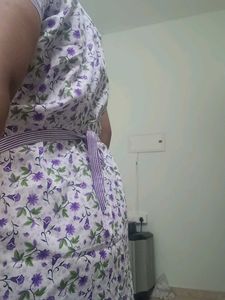 Elegant White &amp; Purple Floral Nighty Set – XL