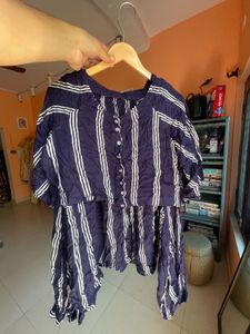 Blue Striped Button-Up Tunic