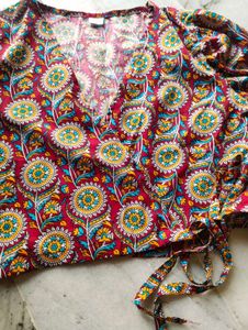 Bohemian Print Wrap Crop Top