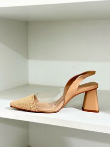 Zara Beige Block Heel
