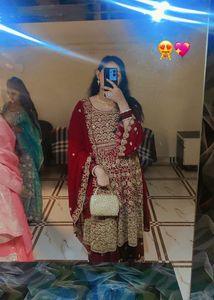 maroon folder Zari work