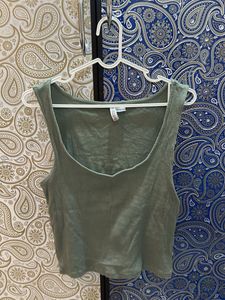 Olive Green Ribbed Tank Top