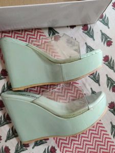 Mint Green Clear Strap Flats