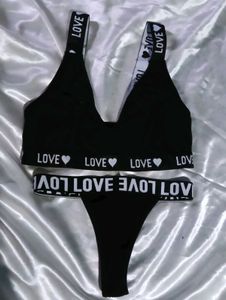 Black Thong with "LOVE panty