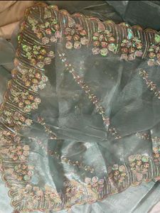 Embellished Organza Saree with Blouse piece