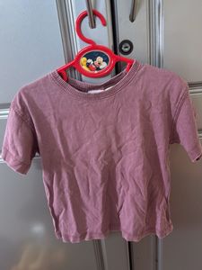 Zara Mauve Cotton T-Shirt