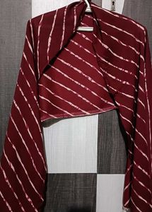 wine red Striped with silver border Scarf