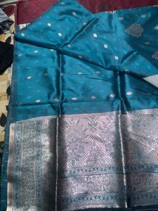Beautiful Teal Banarasi Silk Saree