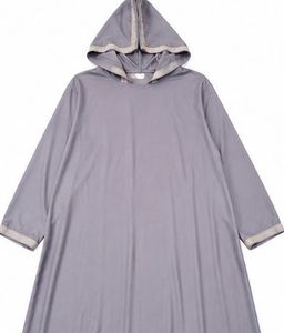 Elegant Grey Hooded Abaya Dress