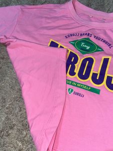 Pink EUROJJ Graphic Crop Top